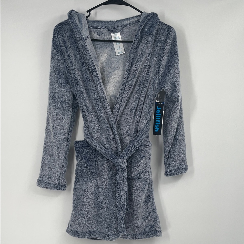 Jellifish Kids Navy Frosted Plush Robe Size Large (10-12)